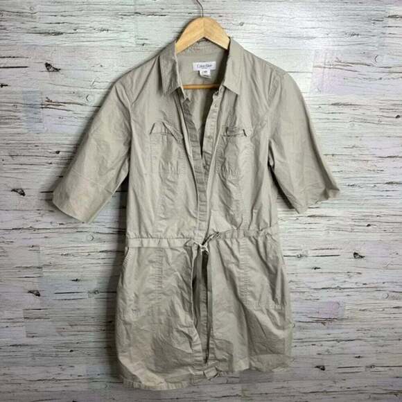 Calvin Klein Dresses & Skirts - Calvin Klein khaki dress short  sleeve size 12 petite
